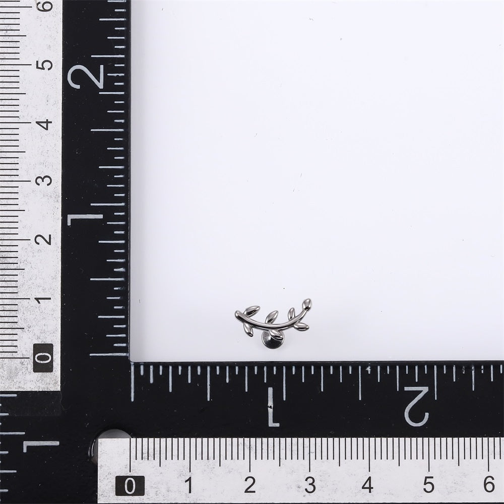 BLBJ30 STAINLESS STEEL INTERNAL THREAD LABRET WITH LEAF DEISGN