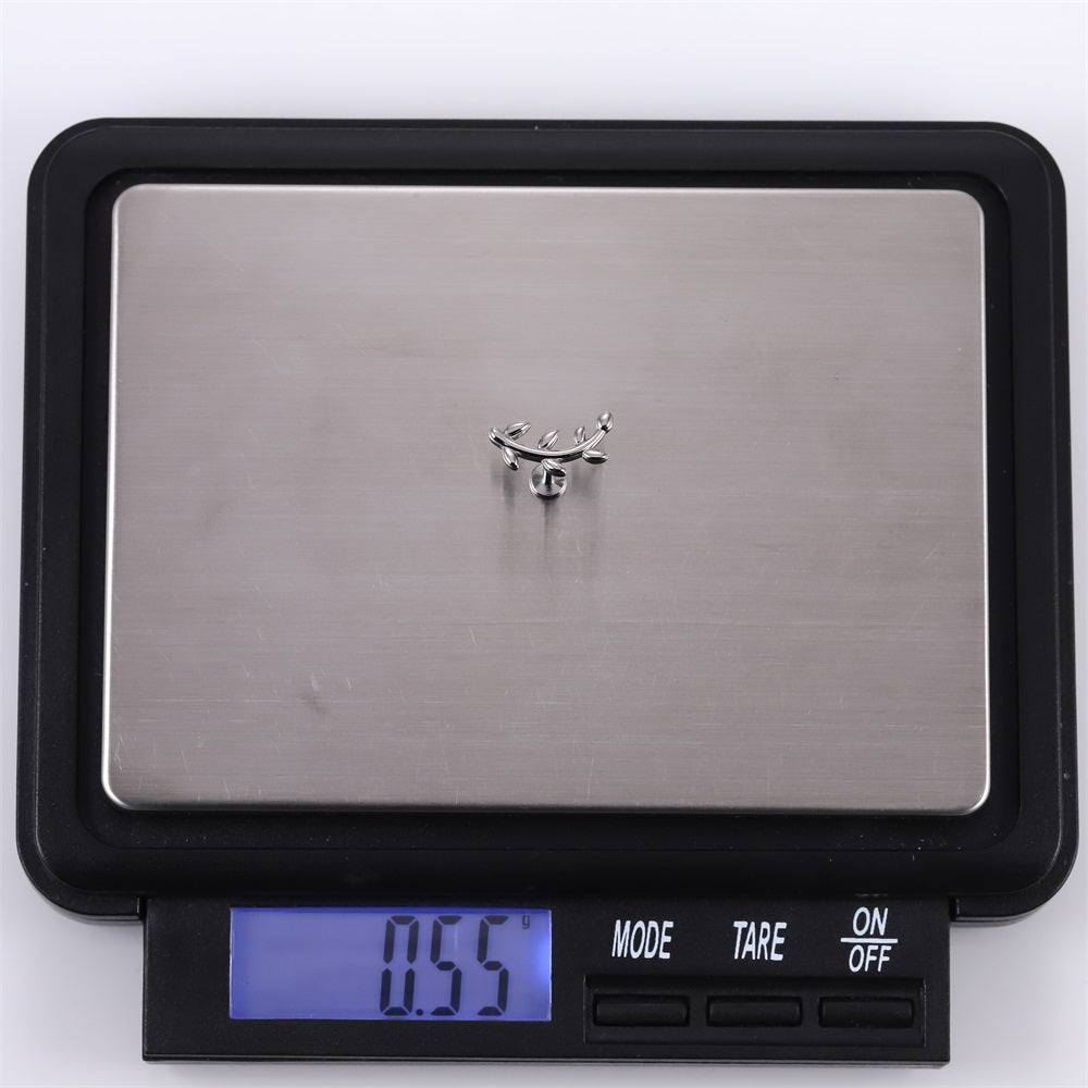 BLBJ30 STAINLESS STEEL INTERNAL THREAD LABRET WITH LEAF DEISGN