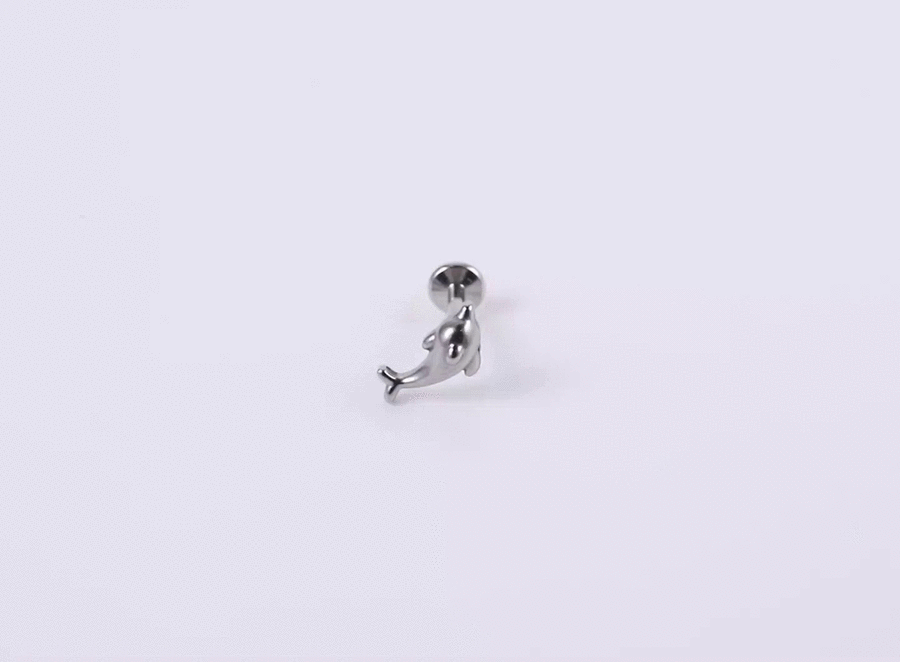 BLBJ31 STAINLESS STEEL INTERNAL THREAD LABRET WITH DOLPHIN DESIGN