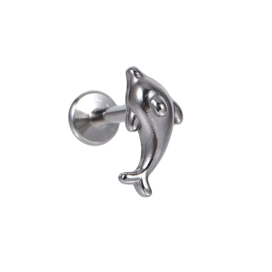 BLBJ31 STAINLESS STEEL INTERNAL THREAD LABRET WITH DOLPHIN DESIGN
