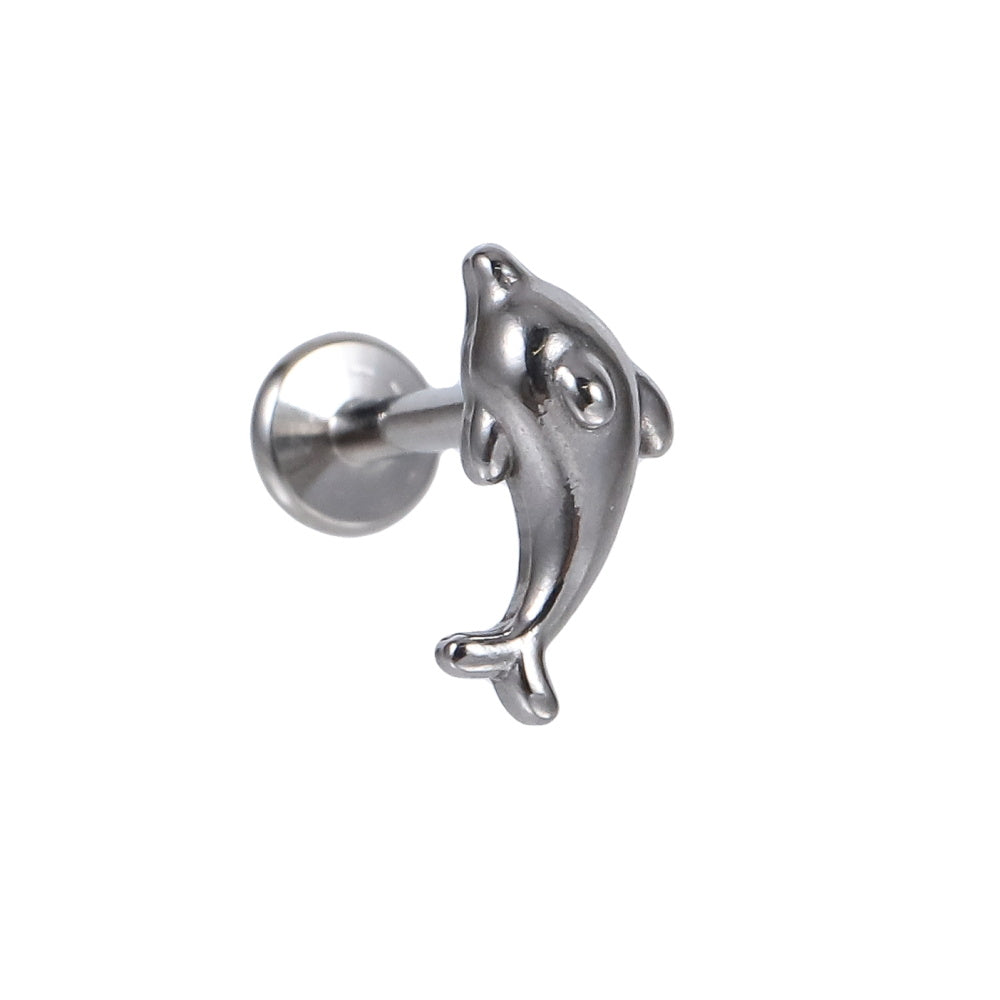BLBJ31 STAINLESS STEEL INTERNAL THREAD LABRET WITH DOLPHIN DESIGN