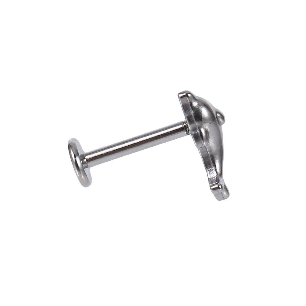 BLBJ31 STAINLESS STEEL INTERNAL THREAD LABRET WITH DOLPHIN DESIGN