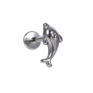 BLBJ31 STAINLESS STEEL INTERNAL THREAD LABRET WITH DOLPHIN DESIGN