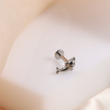 BLBJ31 STAINLESS STEEL INTERNAL THREAD LABRET WITH DOLPHIN DESIGN