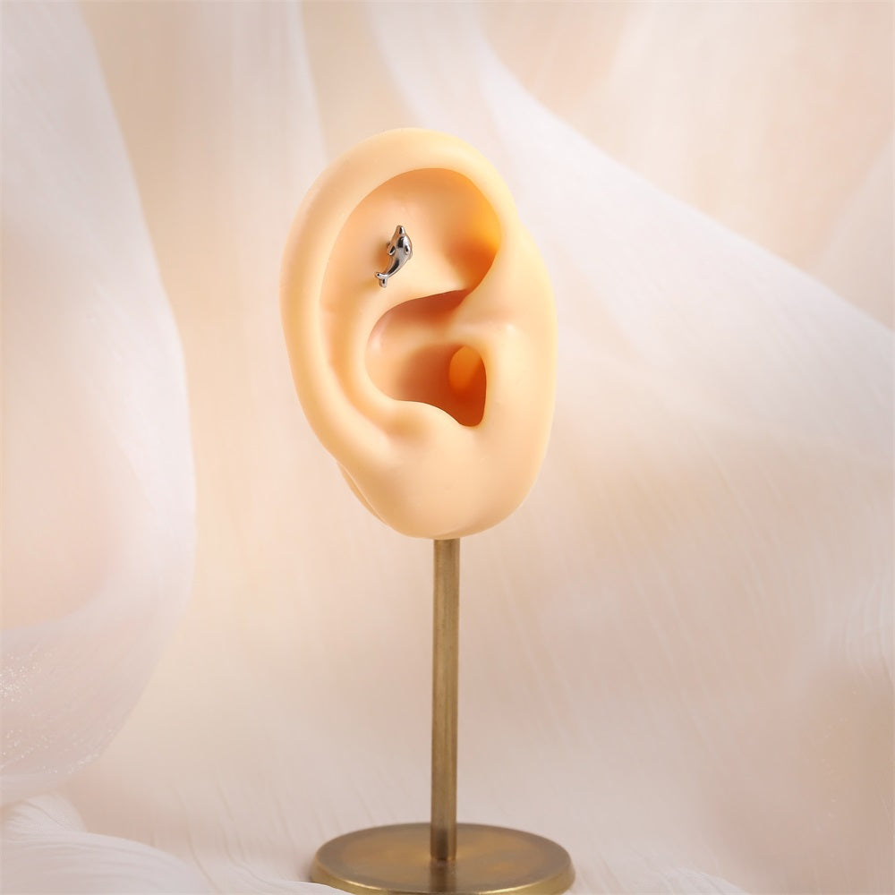 BLBJ31 STAINLESS STEEL INTERNAL THREAD LABRET WITH DOLPHIN DESIGN