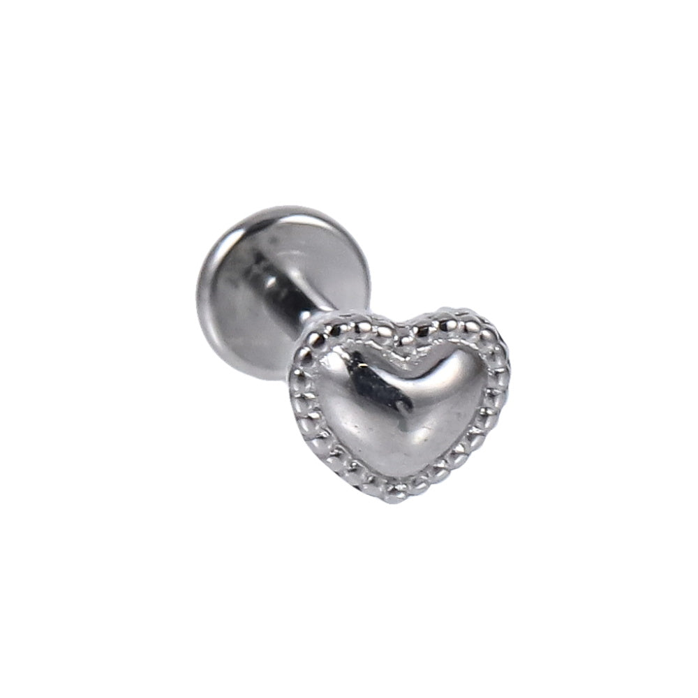 BLBJ32 STAINLESS STEEL INTERNAL THREAD LABRET WITH HEART DESIGN