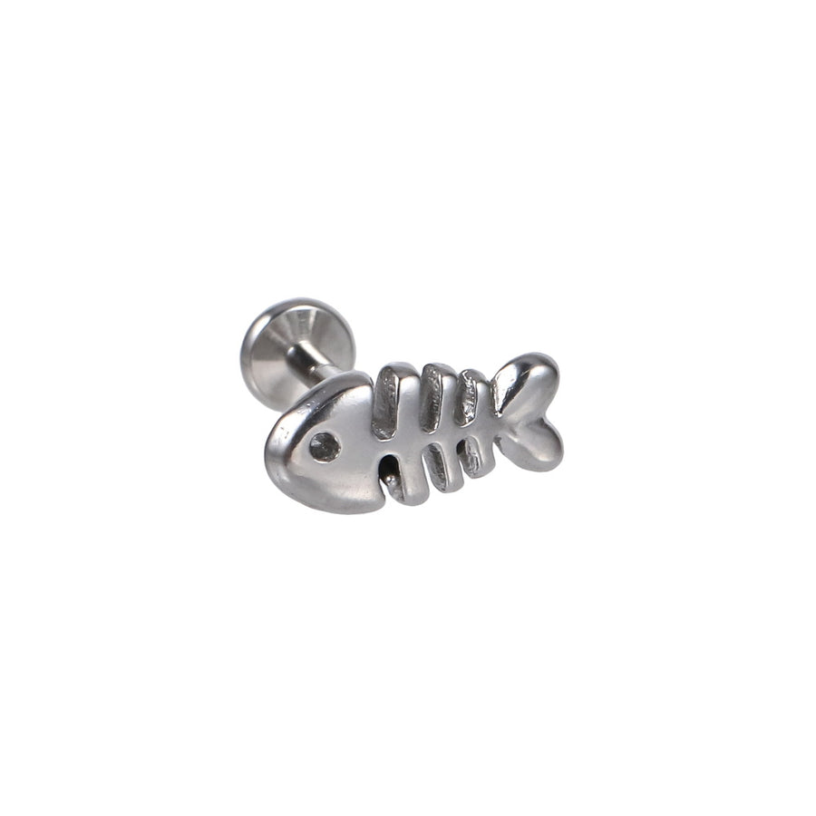 BLBJ34 STAINLESS STEEL INTERNAL THREAD LABRET WITH FISH DESIGN