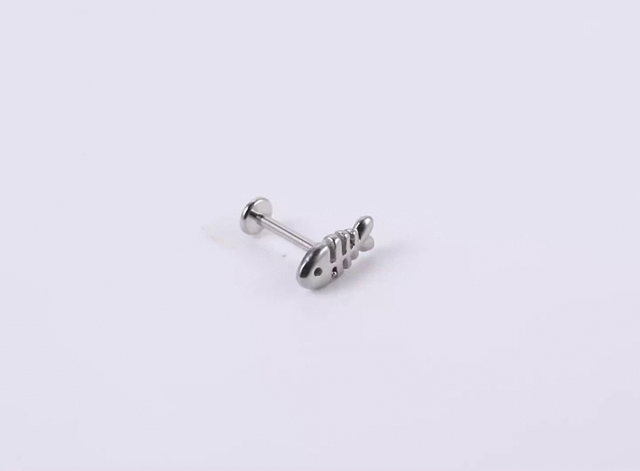 BLBJ34 STAINLESS STEEL INTERNAL THREAD LABRET WITH FISH DESIGN