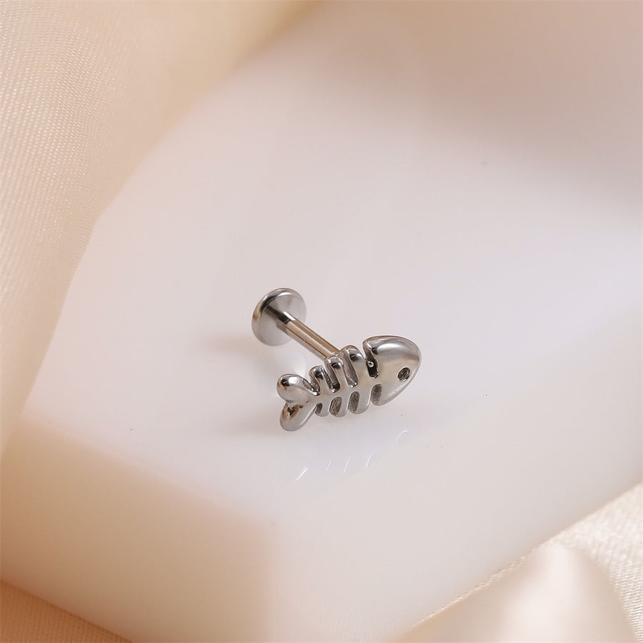BLBJ34 STAINLESS STEEL INTERNAL THREAD LABRET WITH FISH DESIGN