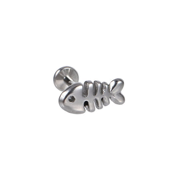 BLBJ34 STAINLESS STEEL INTERNAL THREAD LABRET WITH FISH DESIGN