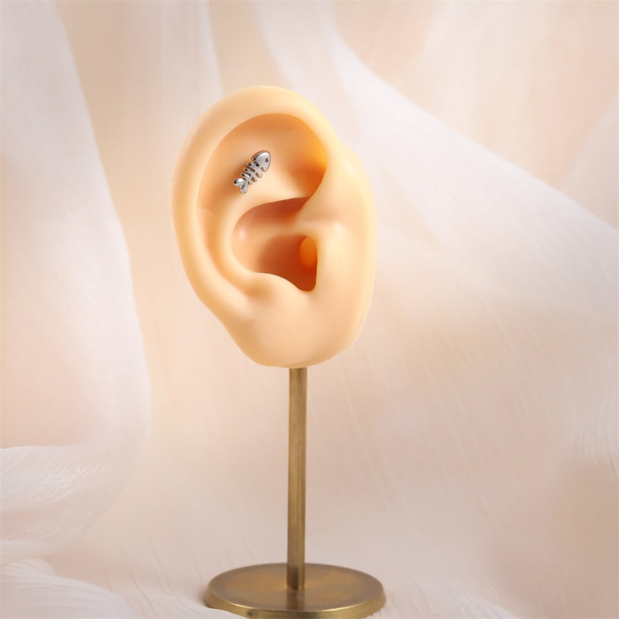 BLBJ34 STAINLESS STEEL INTERNAL THREAD LABRET WITH FISH DESIGN
