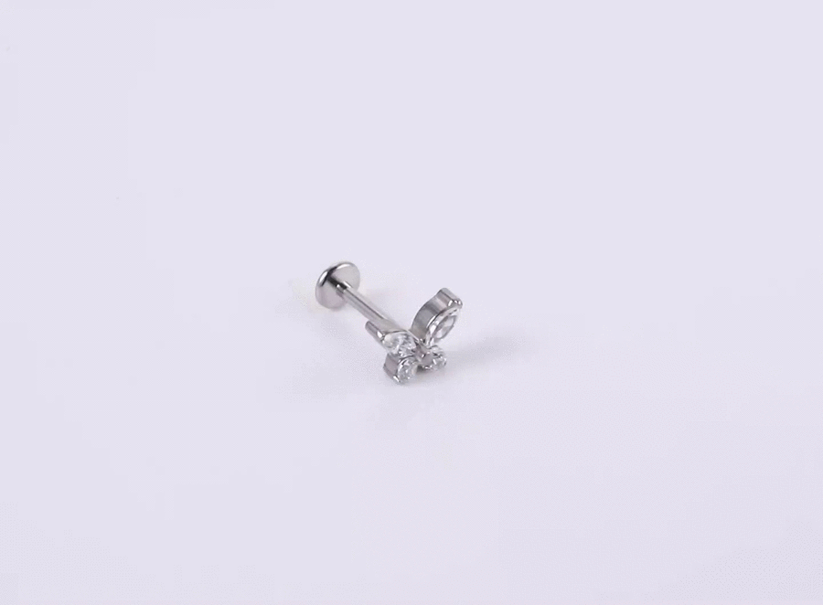 BLBJ35 STAINLESS STEEL INTERNAL THREAD LABRET WITH BUTTERFLY DESIGN