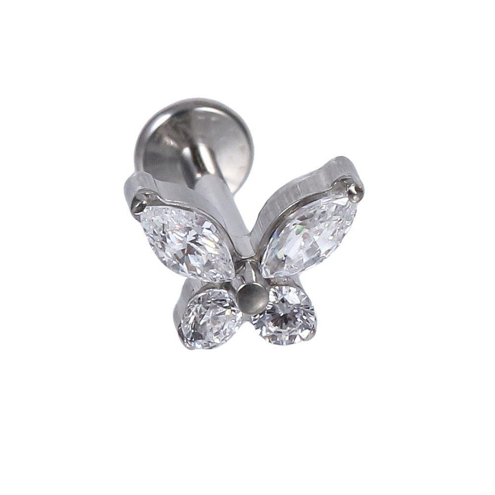 BLBJ35 STAINLESS STEEL INTERNAL THREAD LABRET WITH BUTTERFLY DESIGN
