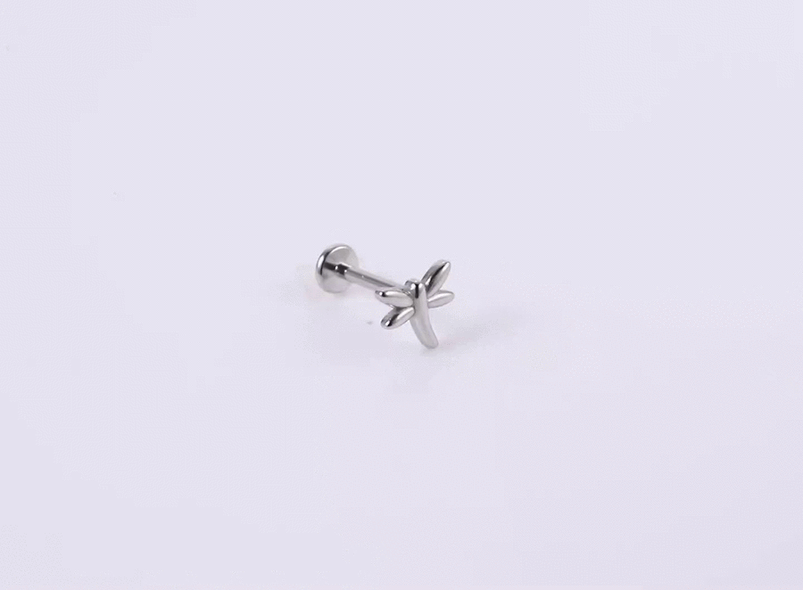 BLBJ36 STAINLESS STEEL INTERNAL THREAD LABRET WITH DRAGONFLY DESIGN