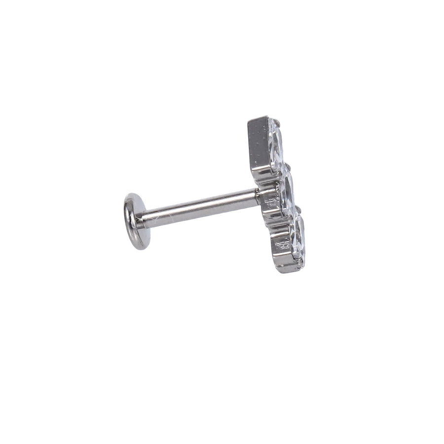 BLBJ37 STAINLESS STEEL INTERNAL THREAD LABRET WITH RECTANGLE CZ
