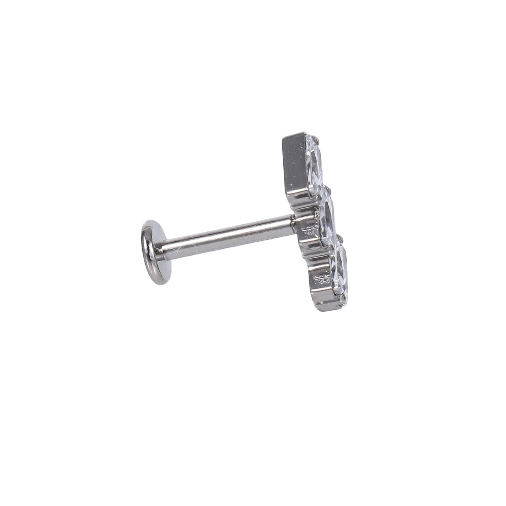BLBJ37 STAINLESS STEEL INTERNAL THREAD LABRET WITH RECTANGLE CZ