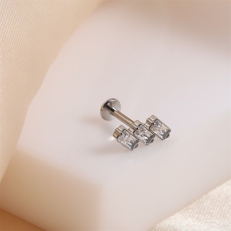 BLBJ37 STAINLESS STEEL INTERNAL THREAD LABRET WITH RECTANGLE CZ
