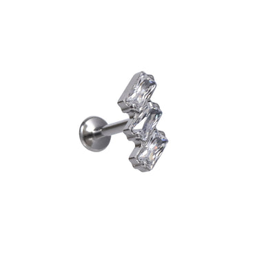 BLBJ37 STAINLESS STEEL INTERNAL THREAD LABRET WITH RECTANGLE CZ
