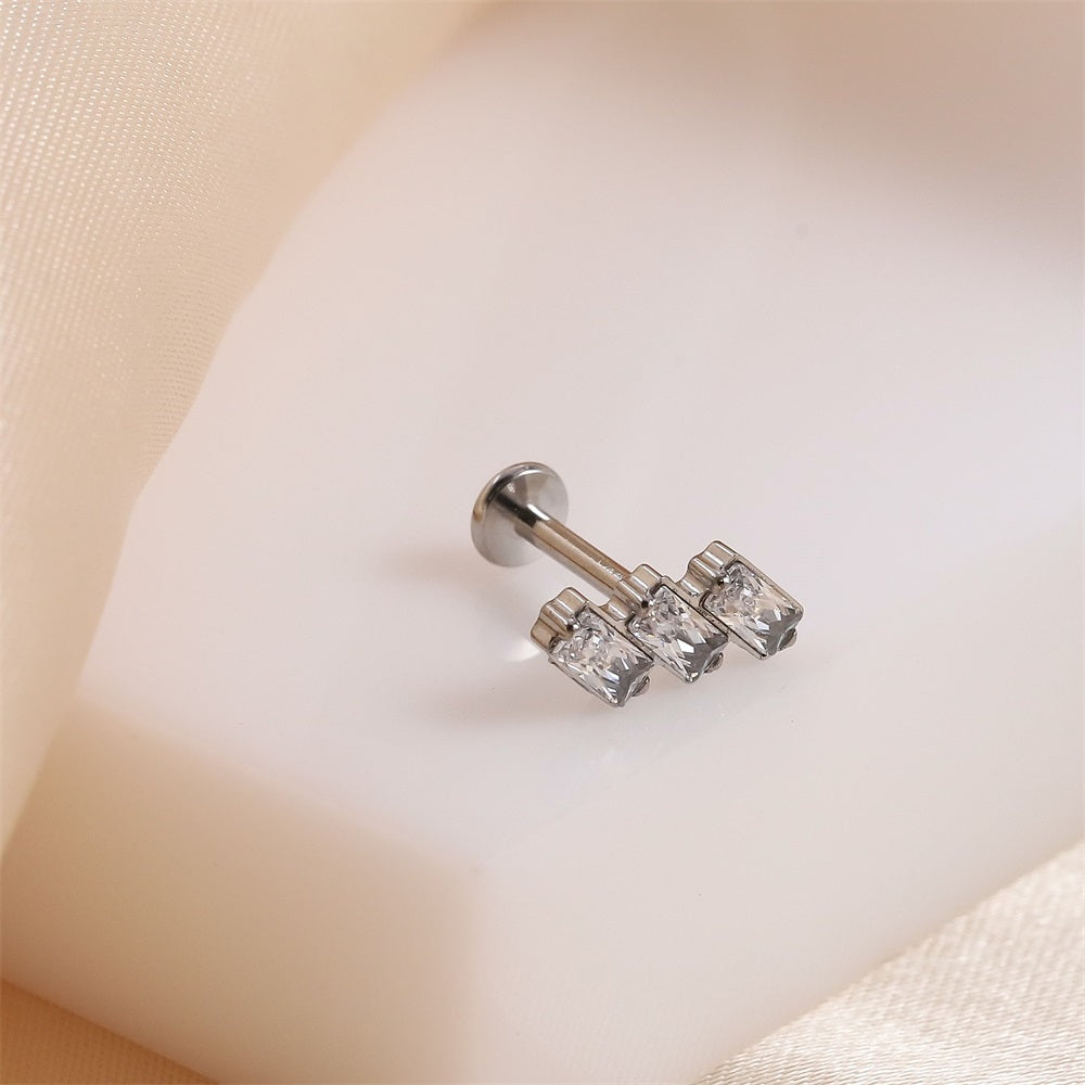 BLBJ37 STAINLESS STEEL INTERNAL THREAD LABRET WITH RECTANGLE CZ