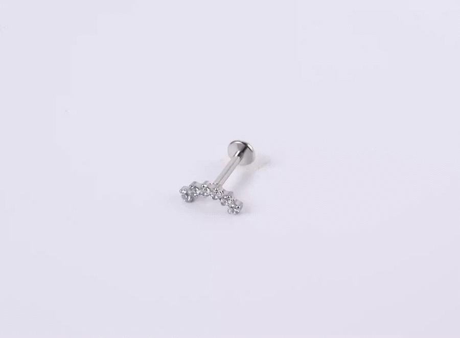 BLBJ38 STAINLESS STEEL INTERNAL THREAD LABRET WITH ROUND CZ