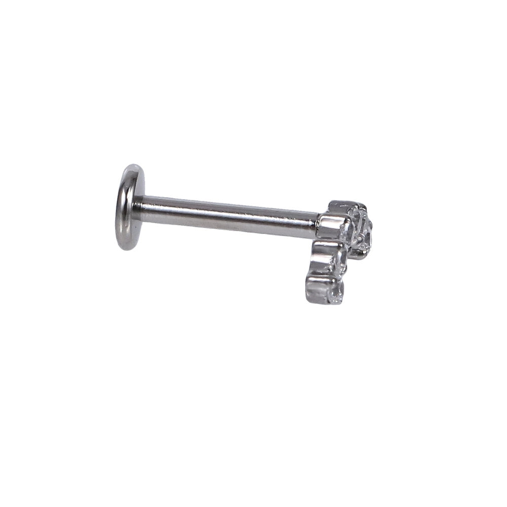 BLBJ38 STAINLESS STEEL INTERNAL THREAD LABRET WITH ROUND CZ