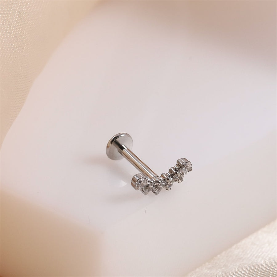 BLBJ38 STAINLESS STEEL INTERNAL THREAD LABRET WITH ROUND CZ