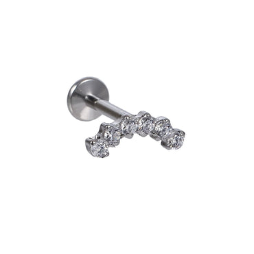 BLBJ38 STAINLESS STEEL INTERNAL THREAD LABRET WITH ROUND CZ