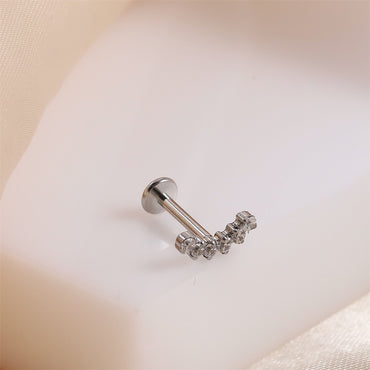 BLBJ38 STAINLESS STEEL INTERNAL THREAD LABRET WITH ROUND CZ
