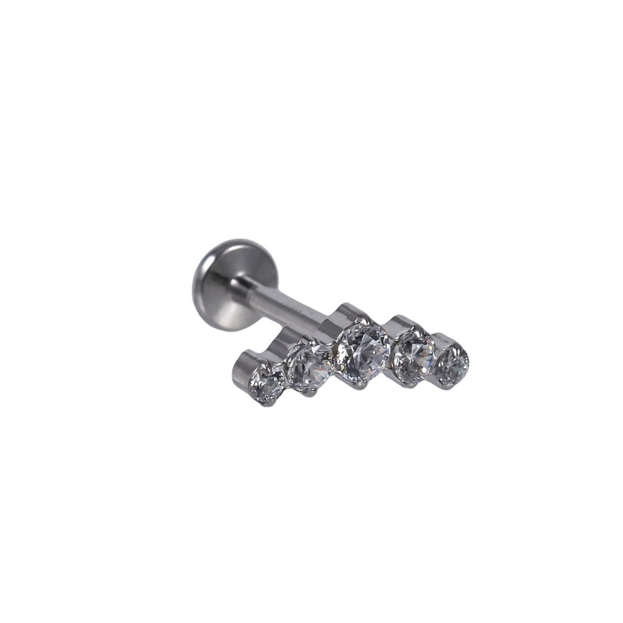 BLBJ39 STAINLESS STEEL INTERNAL THREAD LABRET WITH ROUND CZ
