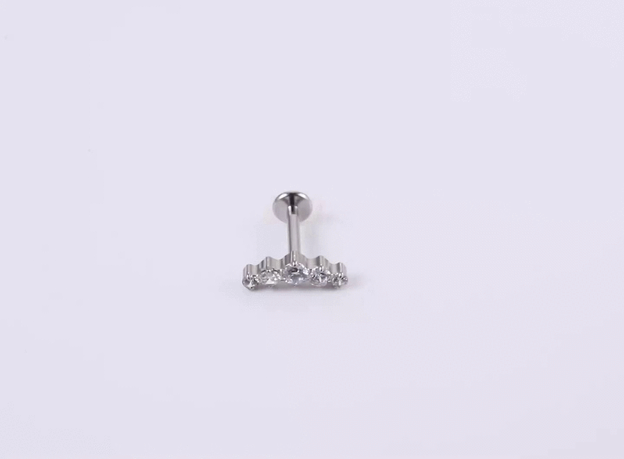 BLBJ39 STAINLESS STEEL INTERNAL THREAD LABRET WITH ROUND CZ