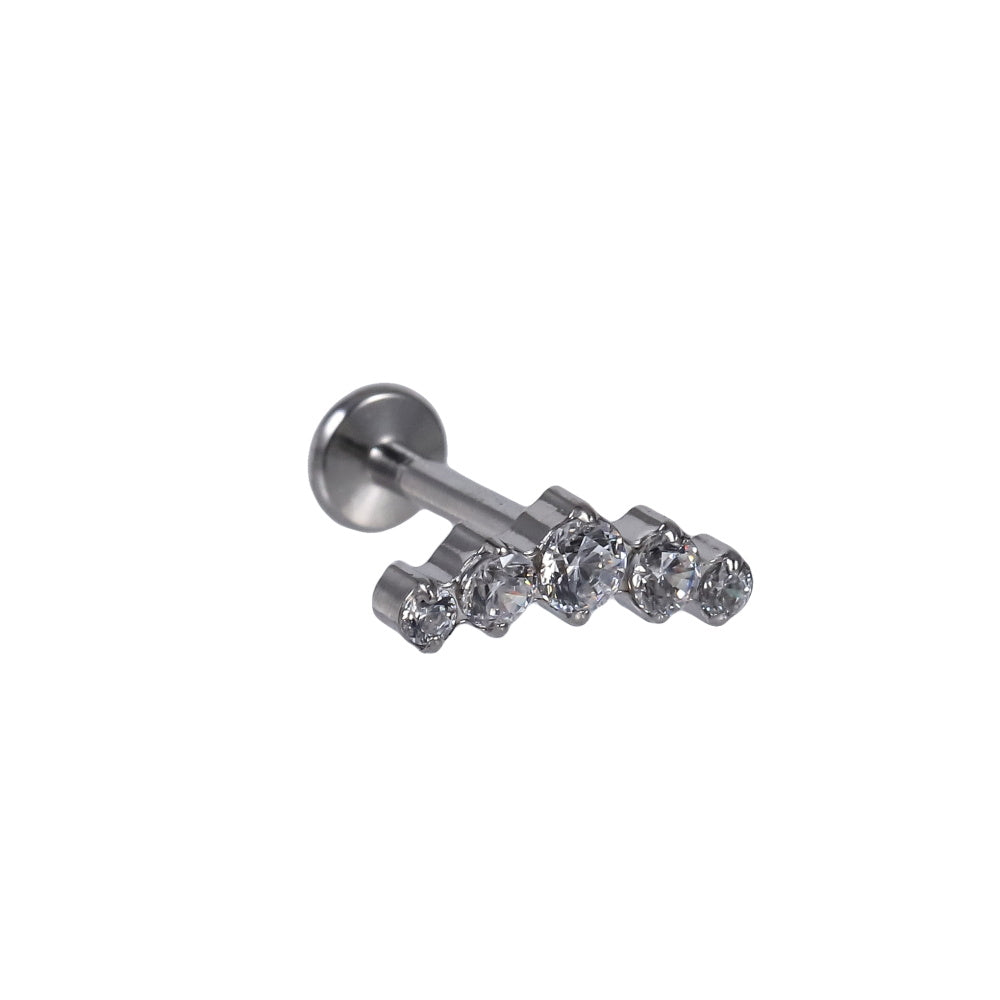BLBJ39 STAINLESS STEEL INTERNAL THREAD LABRET WITH ROUND CZ
