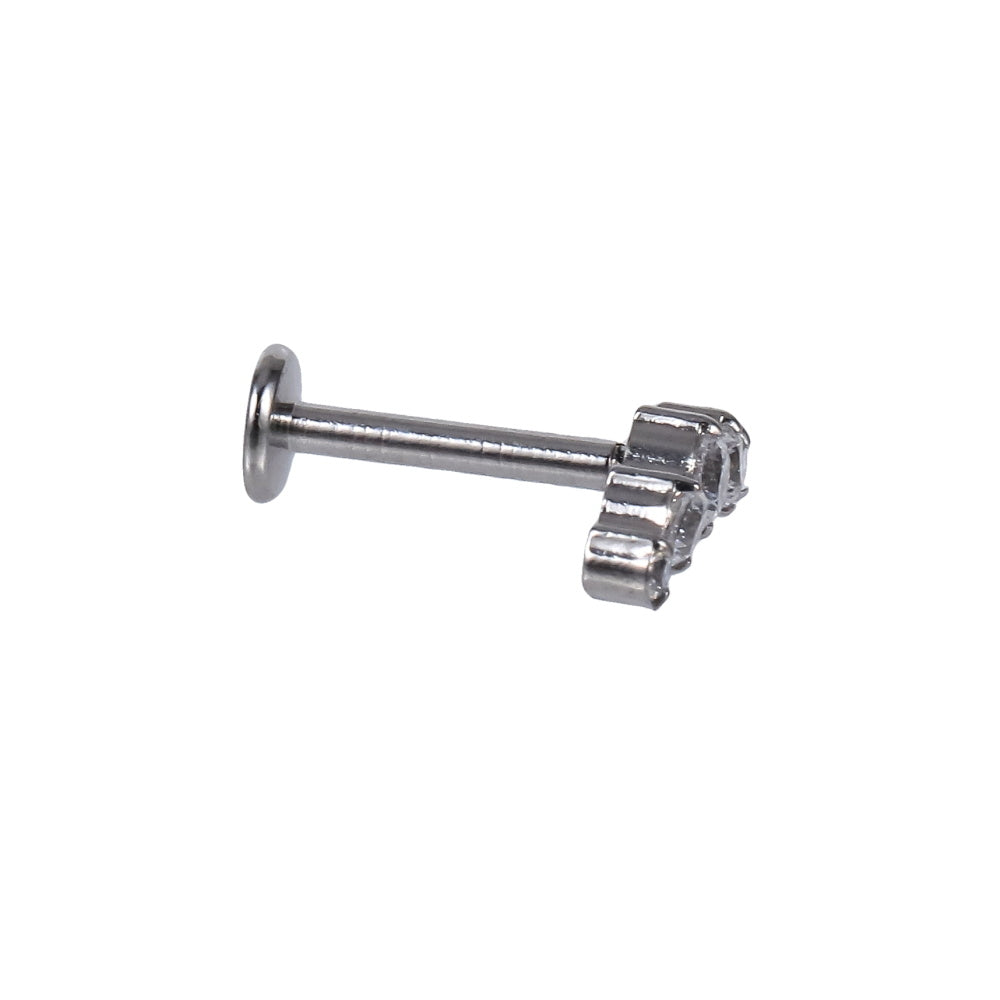 BLBJ39 STAINLESS STEEL INTERNAL THREAD LABRET WITH ROUND CZ