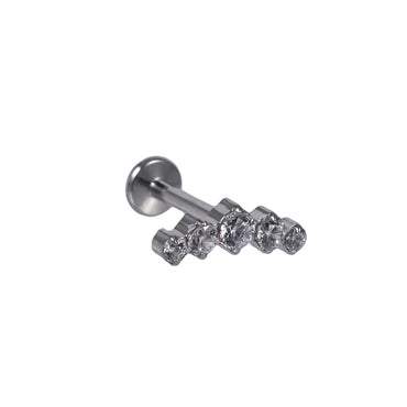 BLBJ39 STAINLESS STEEL INTERNAL THREAD LABRET WITH ROUND CZ
