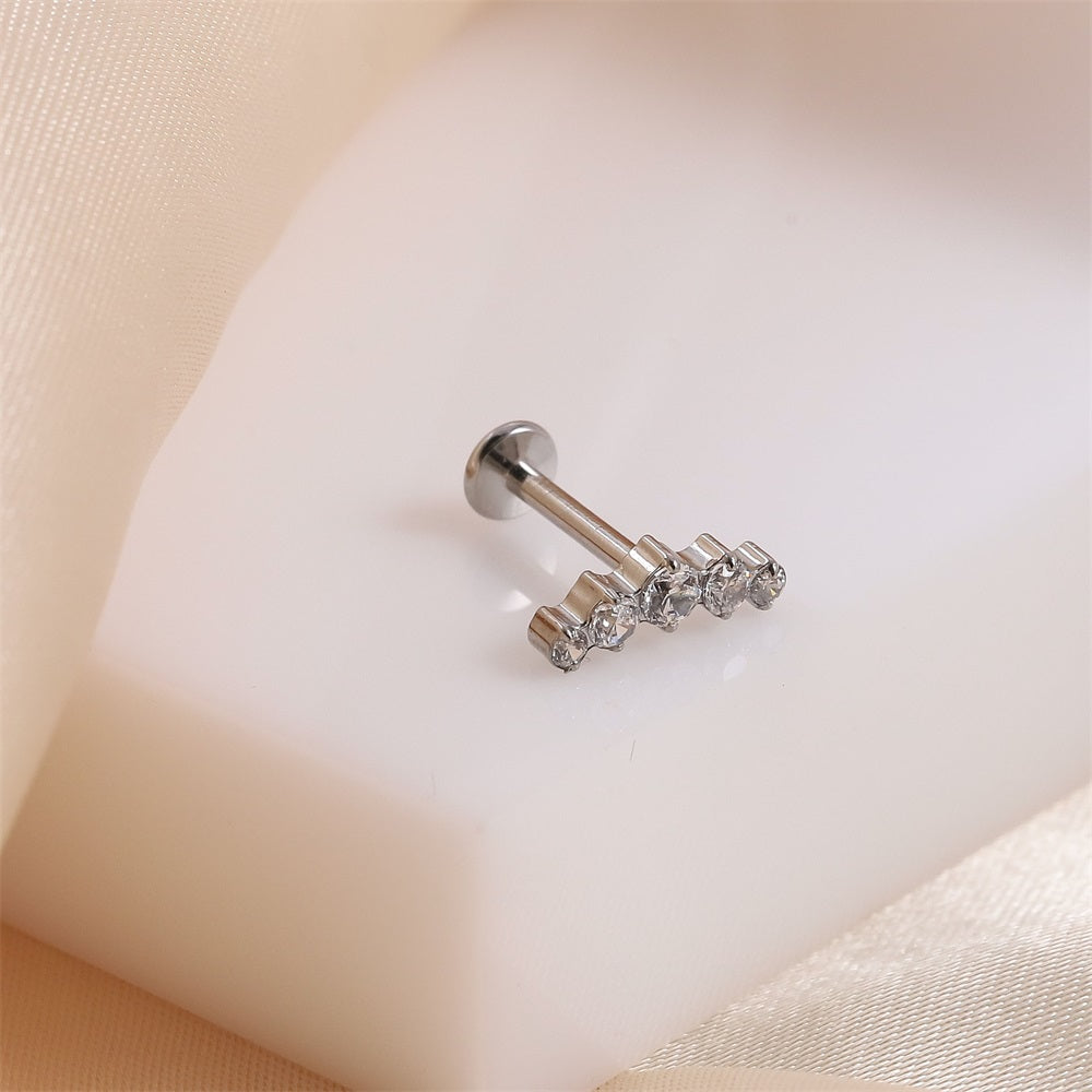 BLBJ39 STAINLESS STEEL INTERNAL THREAD LABRET WITH ROUND CZ