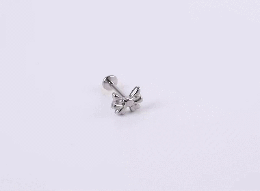 BLBJ40 STAINLESS STEEL INTERNAL THREAD LABRET WITH BOWKNOT DESIGN