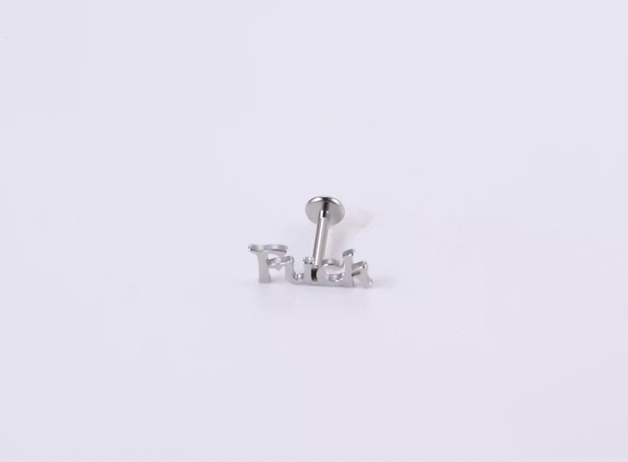 BLBJ41 STAINLESS STEEL INTERNAL THREAD LABRET WITH LETTER DESIGN