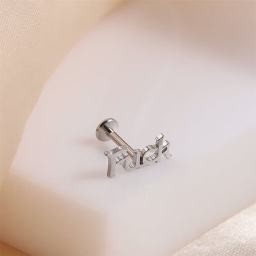 BLBJ41 STAINLESS STEEL INTERNAL THREAD LABRET WITH LETTER DESIGN