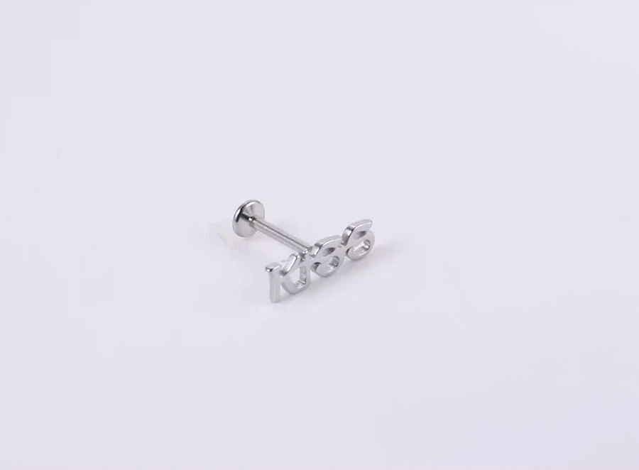 BLBJ42 STAINLESS STEEL INTERNAL THREAD LABRET WITH LETTER DESIGN