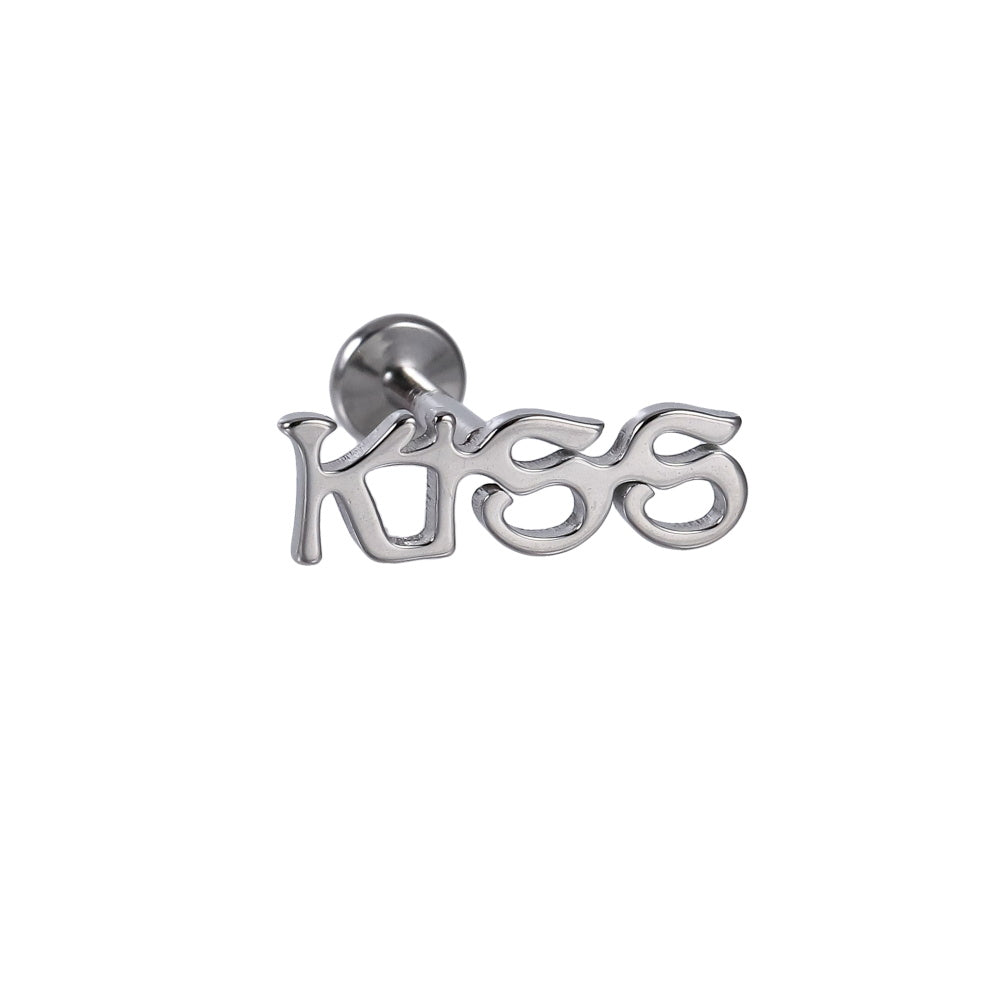 BLBJ42 STAINLESS STEEL INTERNAL THREAD LABRET WITH LETTER DESIGN