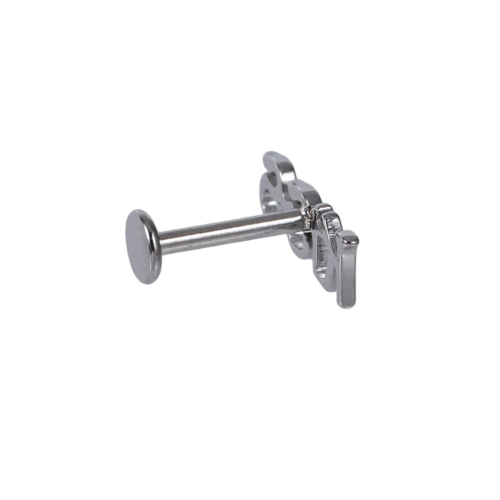 BLBJ42 STAINLESS STEEL INTERNAL THREAD LABRET WITH LETTER DESIGN