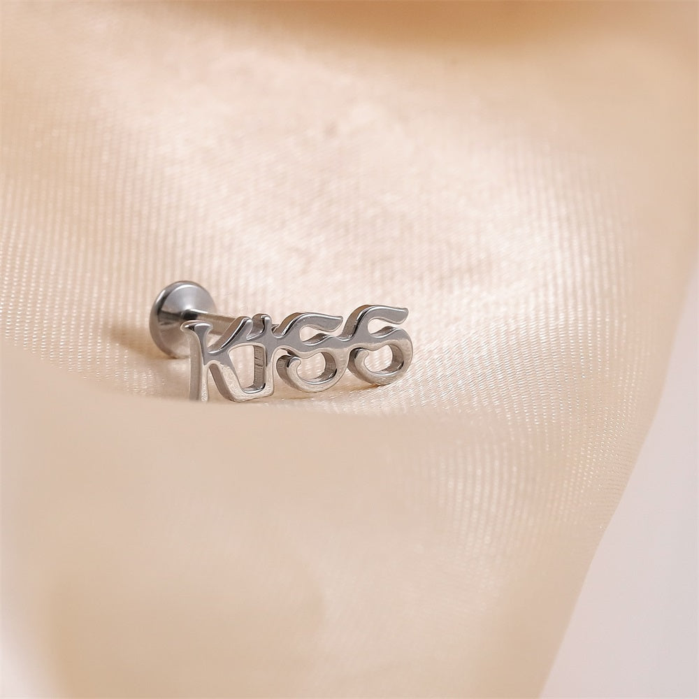 BLBJ42 STAINLESS STEEL INTERNAL THREAD LABRET WITH LETTER DESIGN