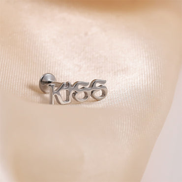 BLBJ42 STAINLESS STEEL INTERNAL THREAD LABRET WITH LETTER DESIGN