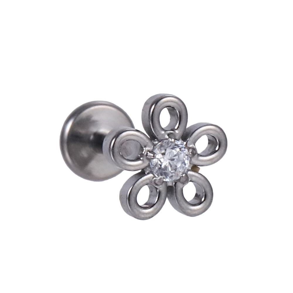 BLBJ45 G-23 TITANIUM INTERNAL THREAD LABRET WITH FLLOWER DESIGN