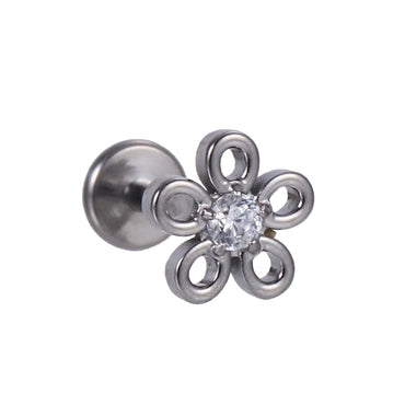 BLBJ45 G-23 TITANIUM INTERNAL THREAD LABRET WITH FLLOWER DESIGN