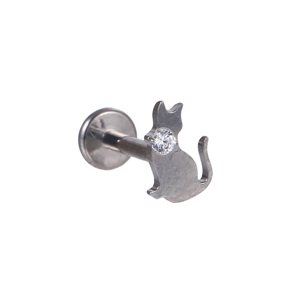 BLBJ46 G-23 TITANIUM INTERNAL THREAD LABRET WITH CAT DESIGN
