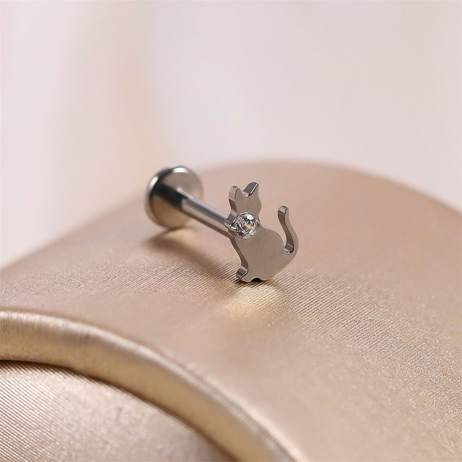 BLBJ46 G-23 TITANIUM INTERNAL THREAD LABRET WITH CAT DESIGN