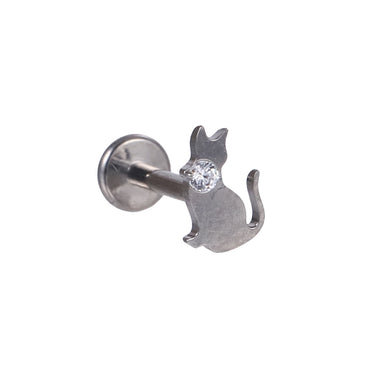 BLBJ46 G-23 TITANIUM INTERNAL THREAD LABRET WITH CAT DESIGN