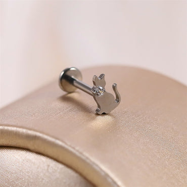 BLBJ46 G-23 TITANIUM INTERNAL THREAD LABRET WITH CAT DESIGN
