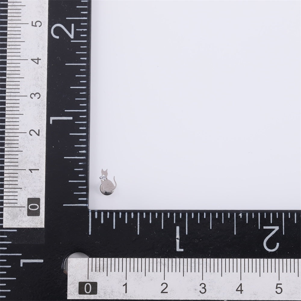 BLBJ46 G-23 TITANIUM INTERNAL THREAD LABRET WITH CAT DESIGN