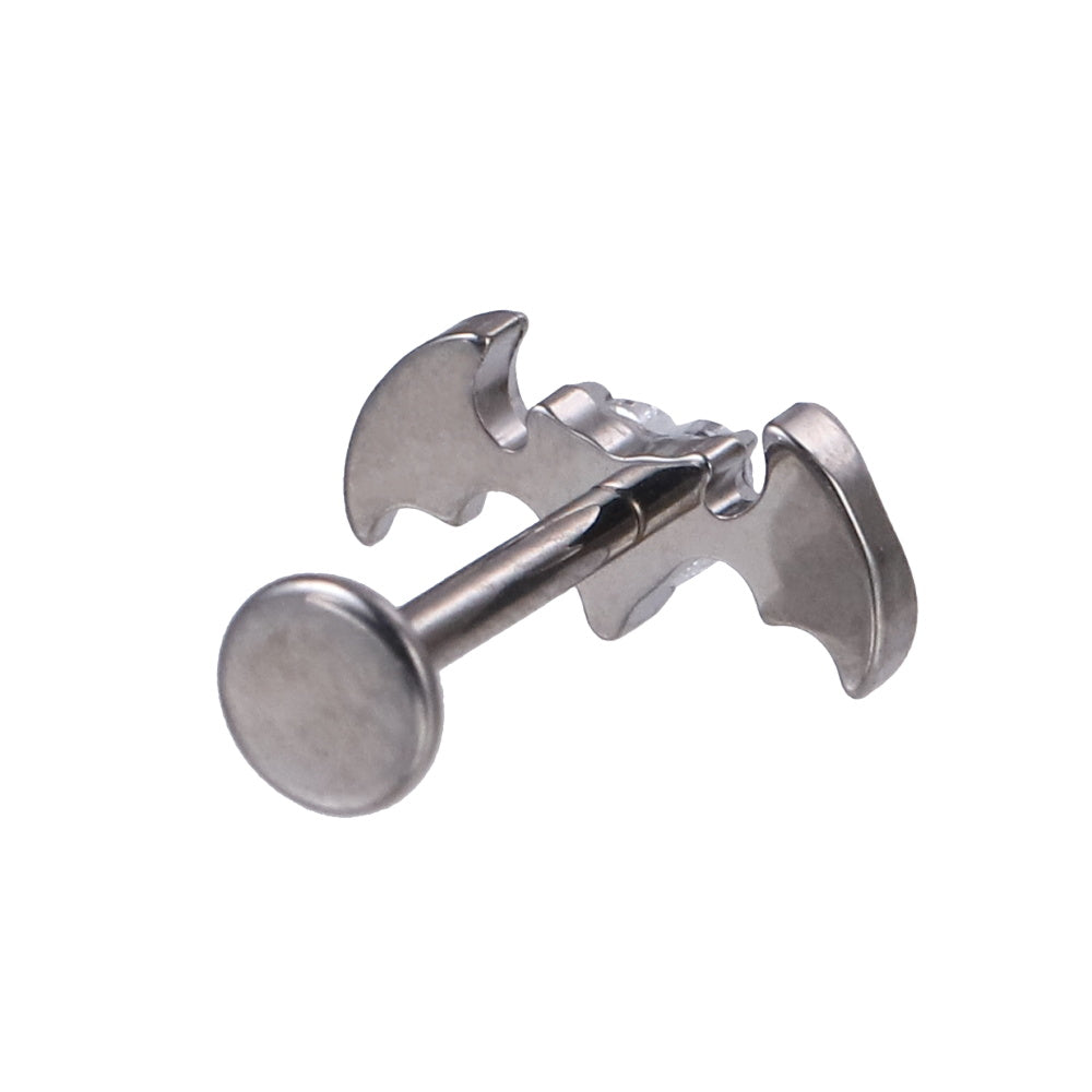 BLBJ47 G-23 TITANIUM INTERNAL THREAD LABRET WITH BAT DESIGN